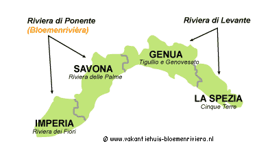 Kaart Bloemenriviera Ligurie Italie